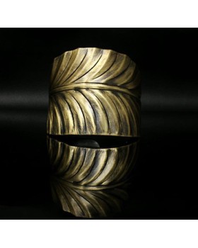 African leaf brass oxidised bangle cuff